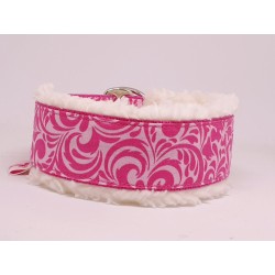 Zugstopp-Kuschelhalsband "Pink Ornaments", BW-Teddy-Polster, Weite: 38 cm offen / 30cm auf Zug, Breite: 4 cm Gurtband