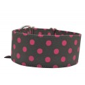 Zugstopp Halsband Windhundhalsband Polka Dots in Pink, 3 Breiten lieferbar
