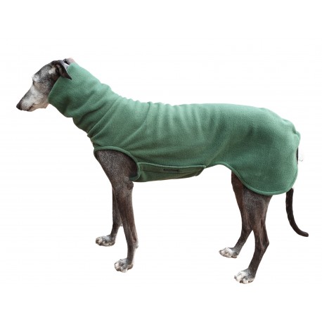 Windhund Pullover Polarfleece dunkelgrün, mit Klettverschluss, 5 Größen