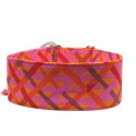 Zugstopp Halsband, Windhundhalsband mit Flechtmotiv in orange-pink, 3 Breiten lieferbar