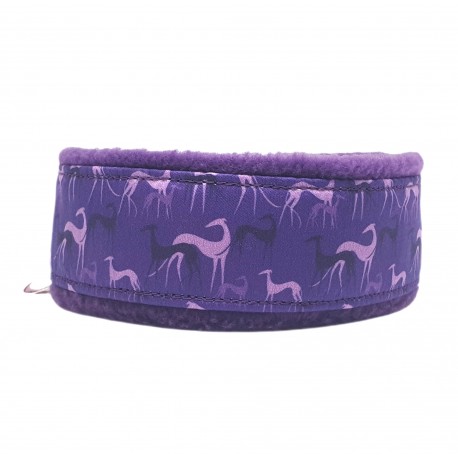 Zugstopp-Kuschelhalsband "Galgo Purple", weich gepolstert und federleicht, 3 Breiten