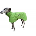 Sofort lieferbar: Windhund-Regenmantel hellgrün, gefüttert mit Baumwoll-Jersey gestreift, RL 70 cm