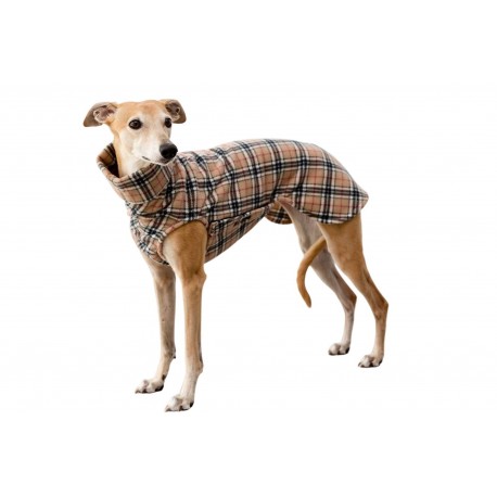 Whippet Pullover Royal Stewart beige, Polar Fleece,  mit Klettverschluss