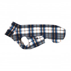 Whippet Pullover Polar Fleece, blau-grau-beige kariert, mit Klettverschluss, 3 Größen