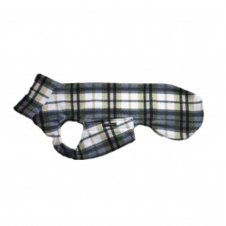 Whippet Pullover Polar Fleece, grün-grau-beige kariert, mit Klettverschluss, 3 Größen