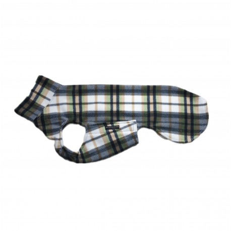 Whippet Pullover Polar Fleece, grün-grau-beige kariert, mit Klettverschluss, 3 Größen